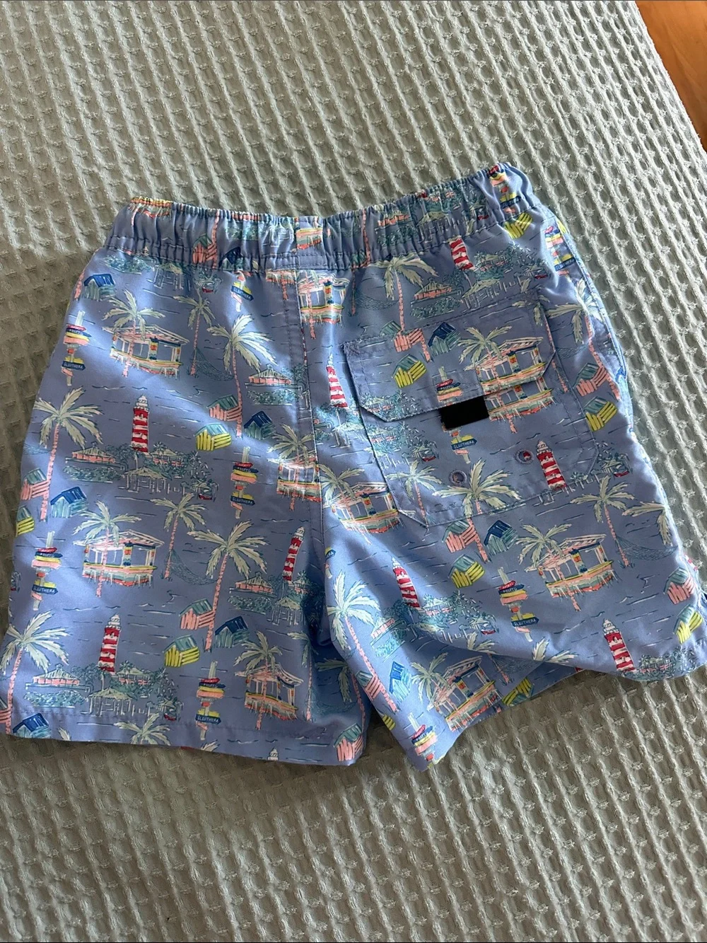 Vineyard Vines Light Blue Tropical Print Boys' Swim Trunks